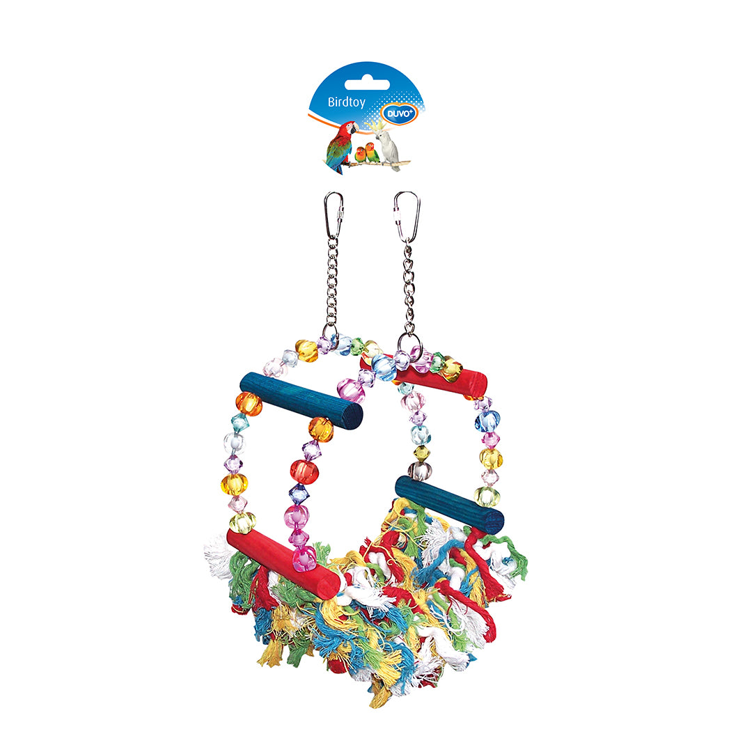 Colorful Cotton Bird Swing & Hammock with Bell - Interactive Cage Toy