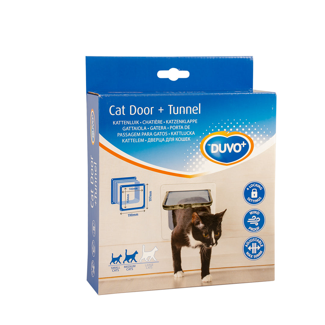 Duvo+ CAT DOOR + TUNNEL 19x19,7cm white