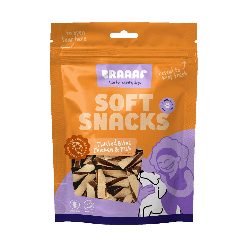 Braaaf Soft Snack Twisted Bites - Chicken & Fish