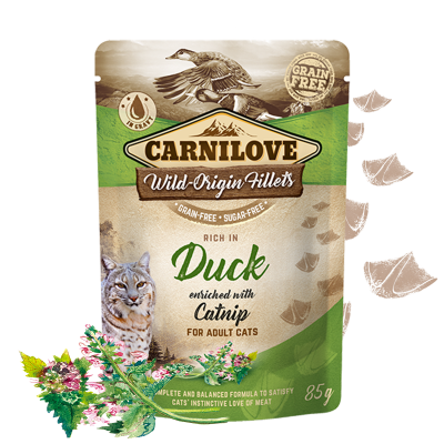 CARNILOVE - CAT Wild Origin Fillets DUCK With Catnip Pouch 85g