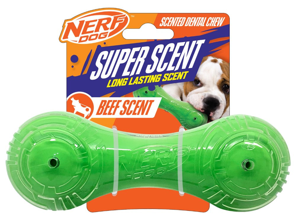 NERF TPR BEEF SCENTED TPR BARBELL 7"