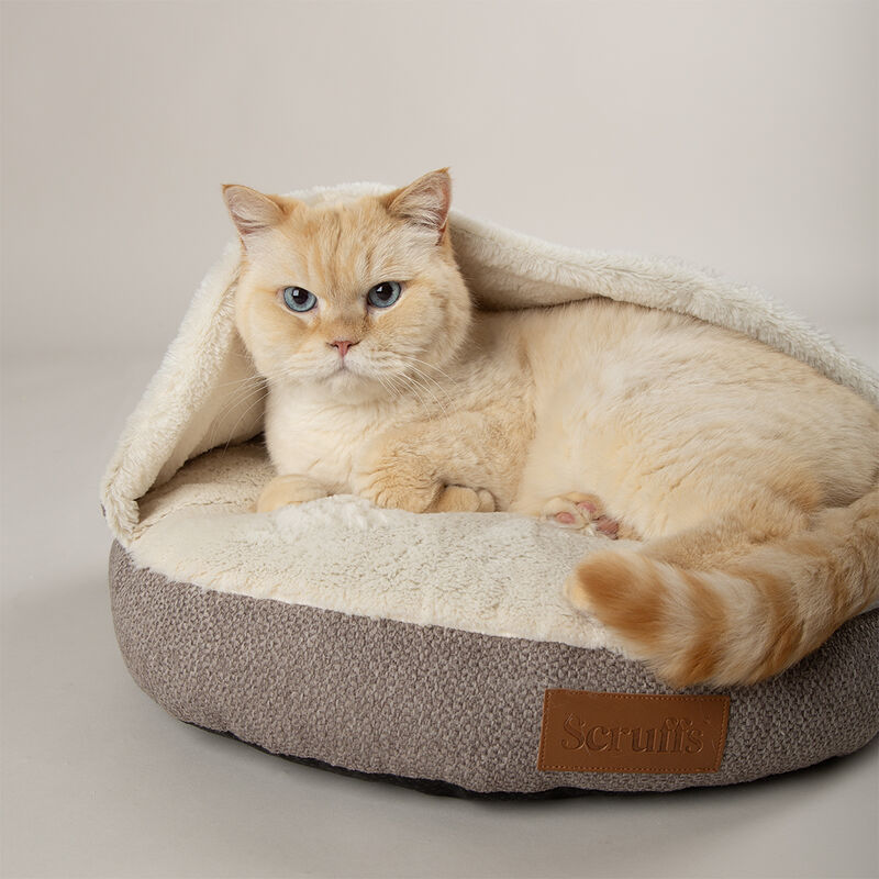 Scruffs Seattle Burrow Cat Bed Stone Grey