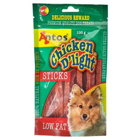 Antos Chicken D'light Sticks 100g - High-Protein Training Treats