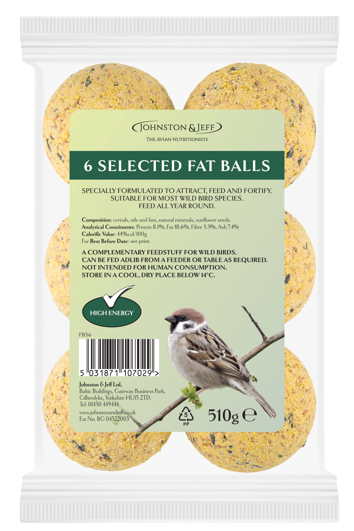 Wild Bird Fat Balls 90g 6pk Bag