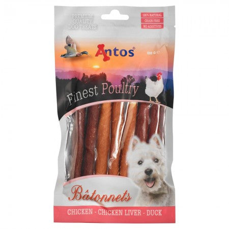 Antos Finest Poultry Bâtonnets 100g - Chicken, Duck & Beef Treats