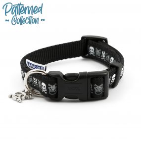 Ancol Skull Adjustable Collar Black 45-70cm S5-9