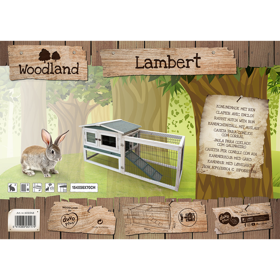 Woodland Rabbit Hutch Lambert Cottage 154x56x70CM