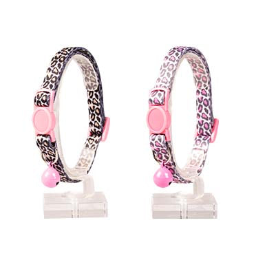 Cat collar panther nylon Black/pink 20-30cm / 10mm
