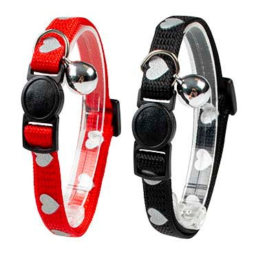 Cat collar hearts reflective Mixed colors 20-30cm / 10mm 11838