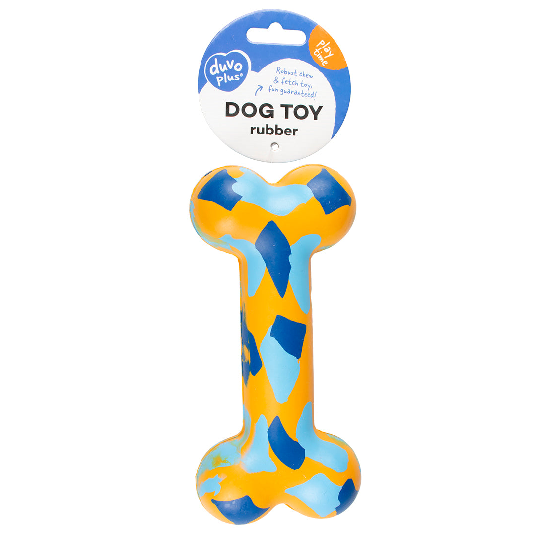Duvo Rubber Bone Smash Dog Toy - 18cm Multicolour