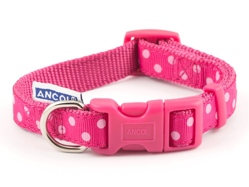 Ancol Polka Dot Adjustable Collar Rasp/Pink 45-70cm S5-9