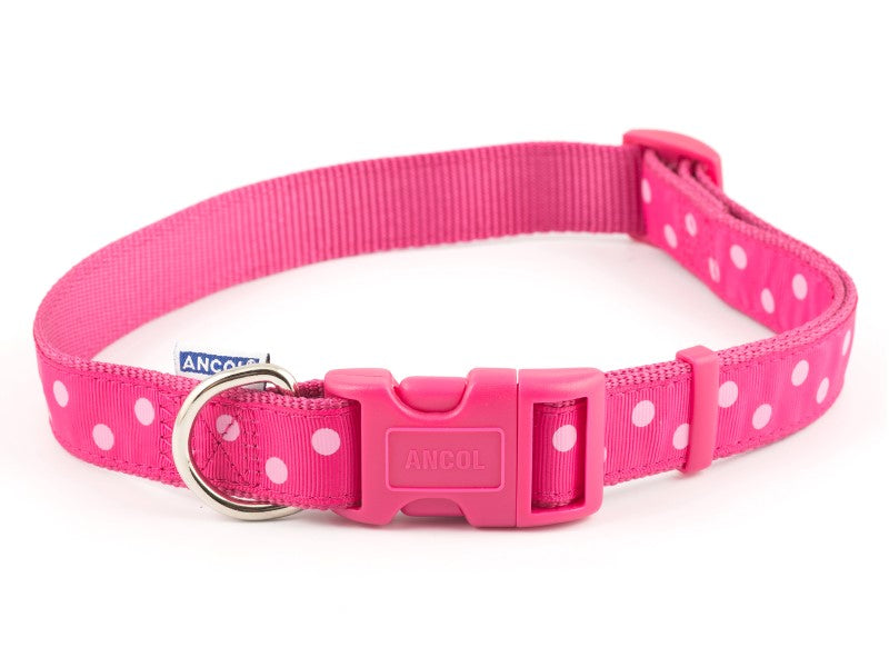 Ancol Polka Dot Adjustable Collar Pink 20-30cm S1-2