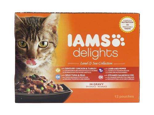Iams Pouches Land & Sea in Gravy 85g 12pk