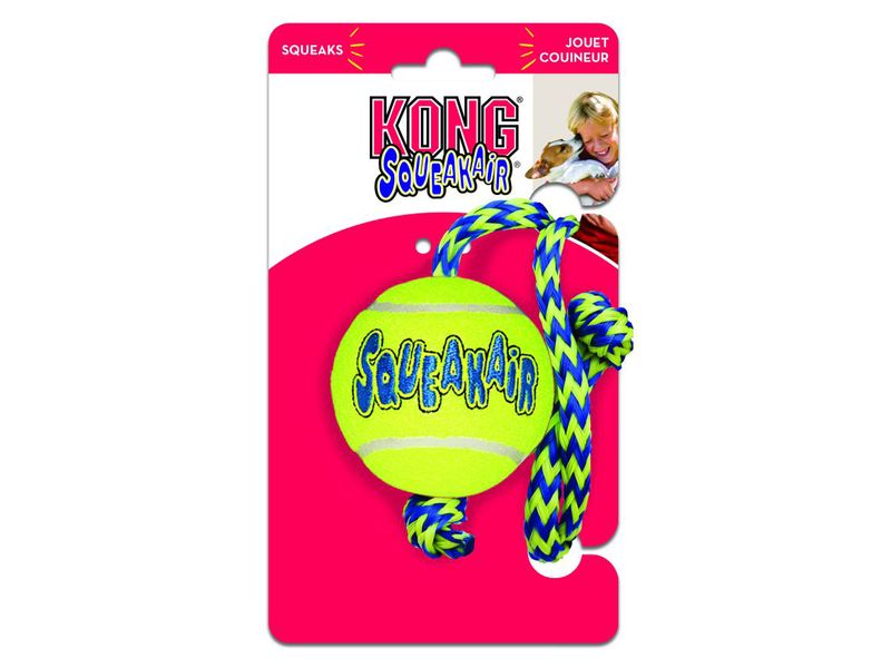 KONG Squeaker Tennis Ball W/Rope Med