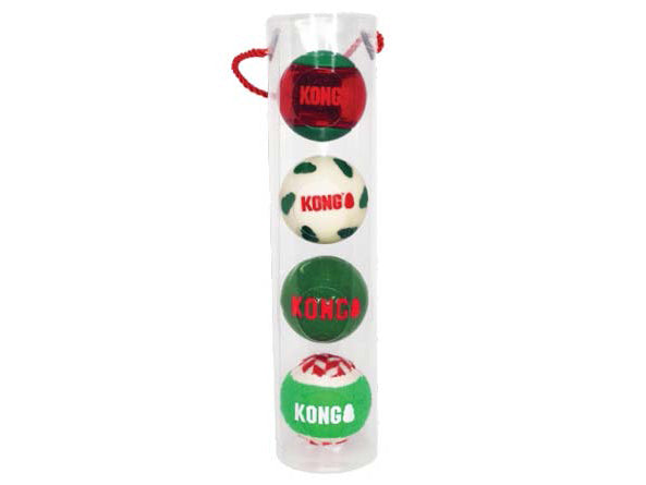 KONG Holiday Occasions Balls 4-pk Medium
