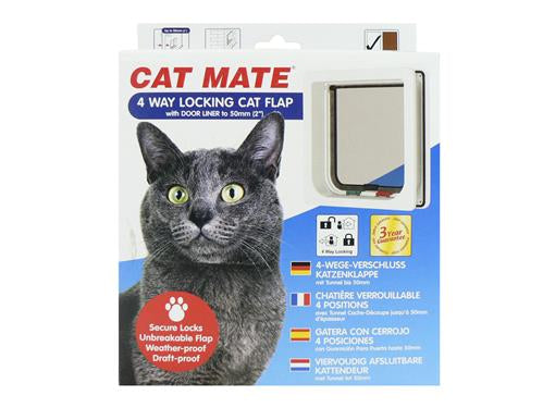 4-Way Cat Flap with Door Liner White