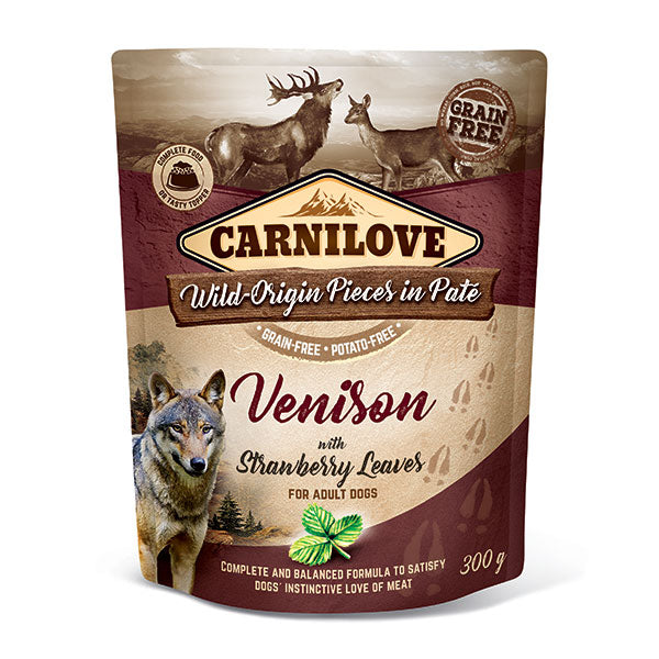 Carnilove Pouch Venison with Strawberry Leaves 300g