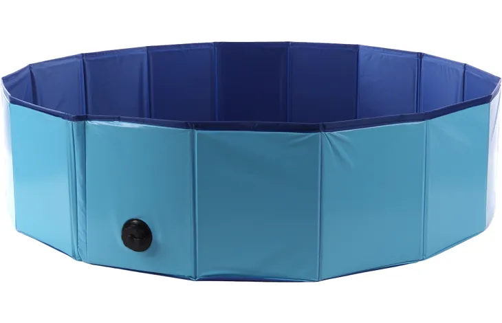 Flamingo Splatter Round Dog Paddling Pool – Blue