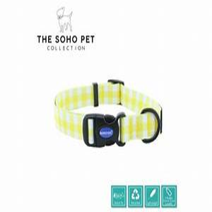 Ancol Soho Collection Patterned Dog Collar Yellow Check Small (Size 1-2)
