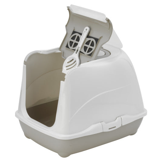 Flip Cat Large Hooded Litter Tray 50cm Grey