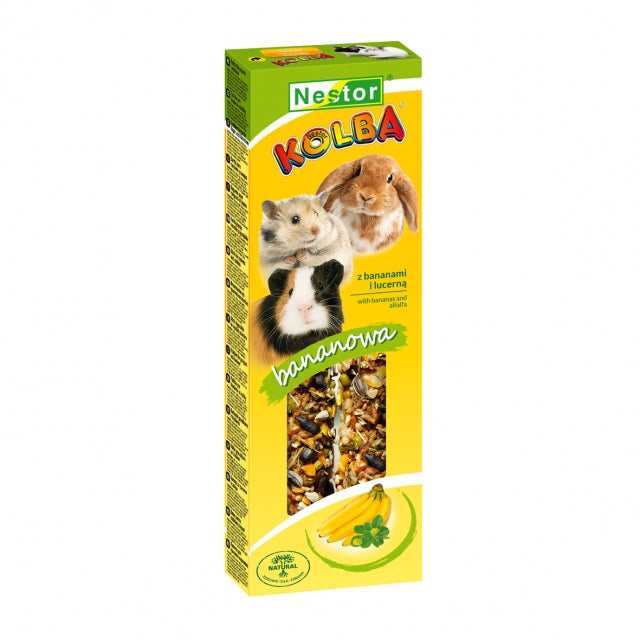 KOLBA CLASSIC STICK FOR RODENTS AND RABBITS WITH BANANAS AND ALFALFA 2pk