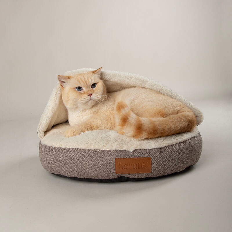 Scruffs Seattle Burrow Cat Bed Stone Grey