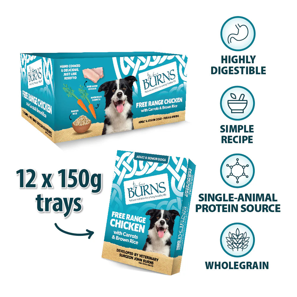Burns Free Range Chicken with Carrots & Brown Rice Wet Dog Food 150g