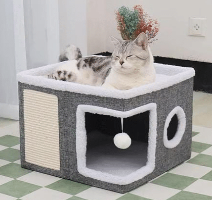 Cat Cube Grey/White