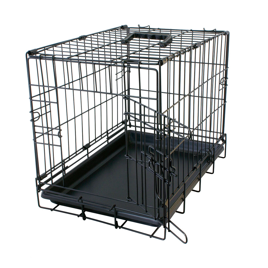 Dog crate 2 doors plastic tray Black Small