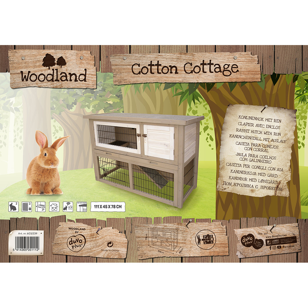 Woodland rabbit hutch cotton cottage 111x45x78CM
