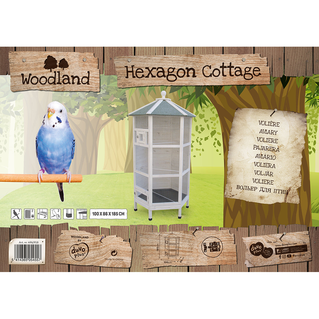 Woodland Aviary Hexagon Cottage 100x86x185cm