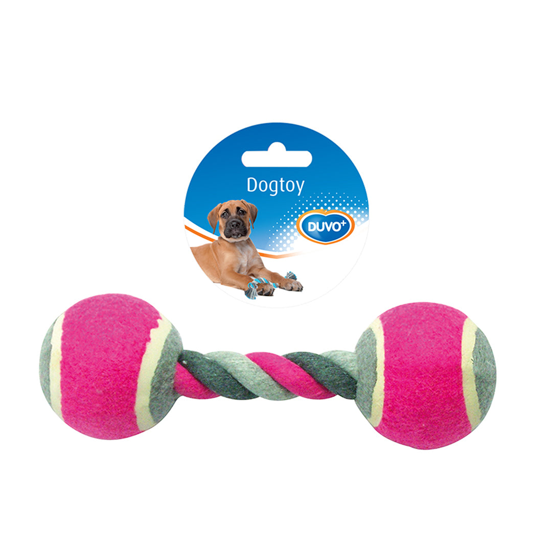Tug Toy Knotted Cotton With 2 Tennis Balls 18cm mixed colors