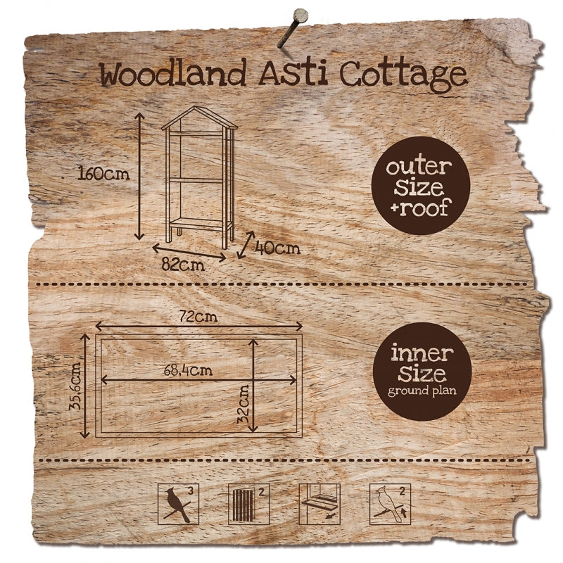 Woodland Aviary Asti Cottage 82x40x160cm