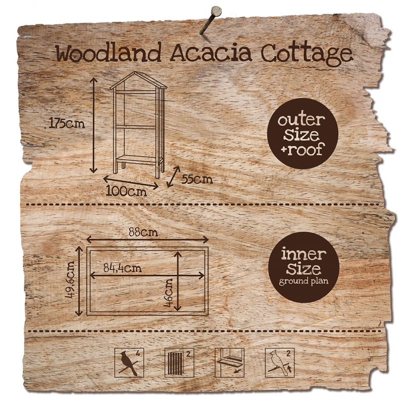 Woodland Aviary Acacia Cottage Taupe 100x55x175cm