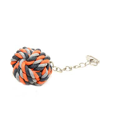 Duvo+ Tug Toy Knotted Ball With Chain Orange 23cm