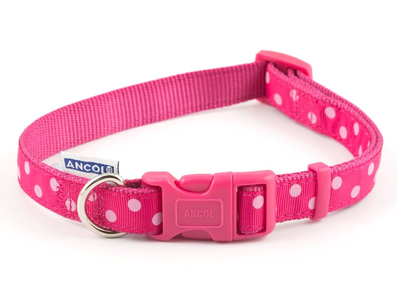 Polka Dot Adjustable Collar Rasp/Pink 30-50cm S2-5