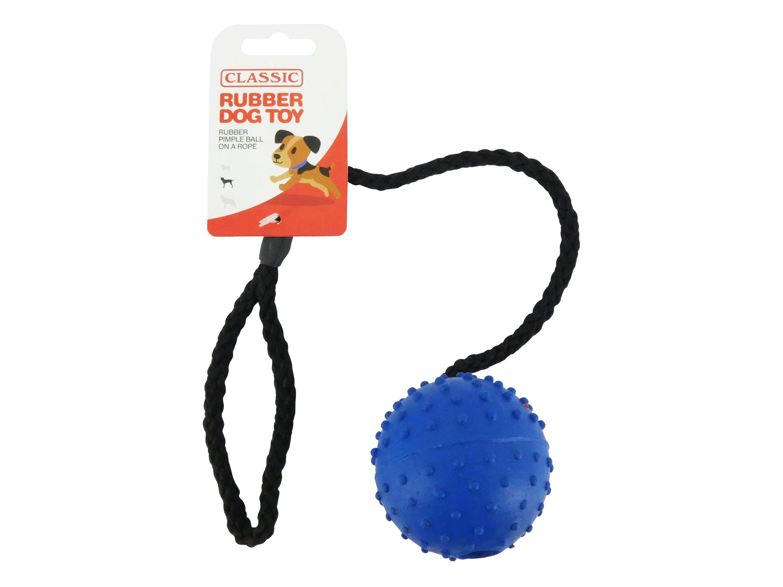 Rubber Pimple Ball & Rope 7Cm 24/5" - Wag n Tails Pet Shop