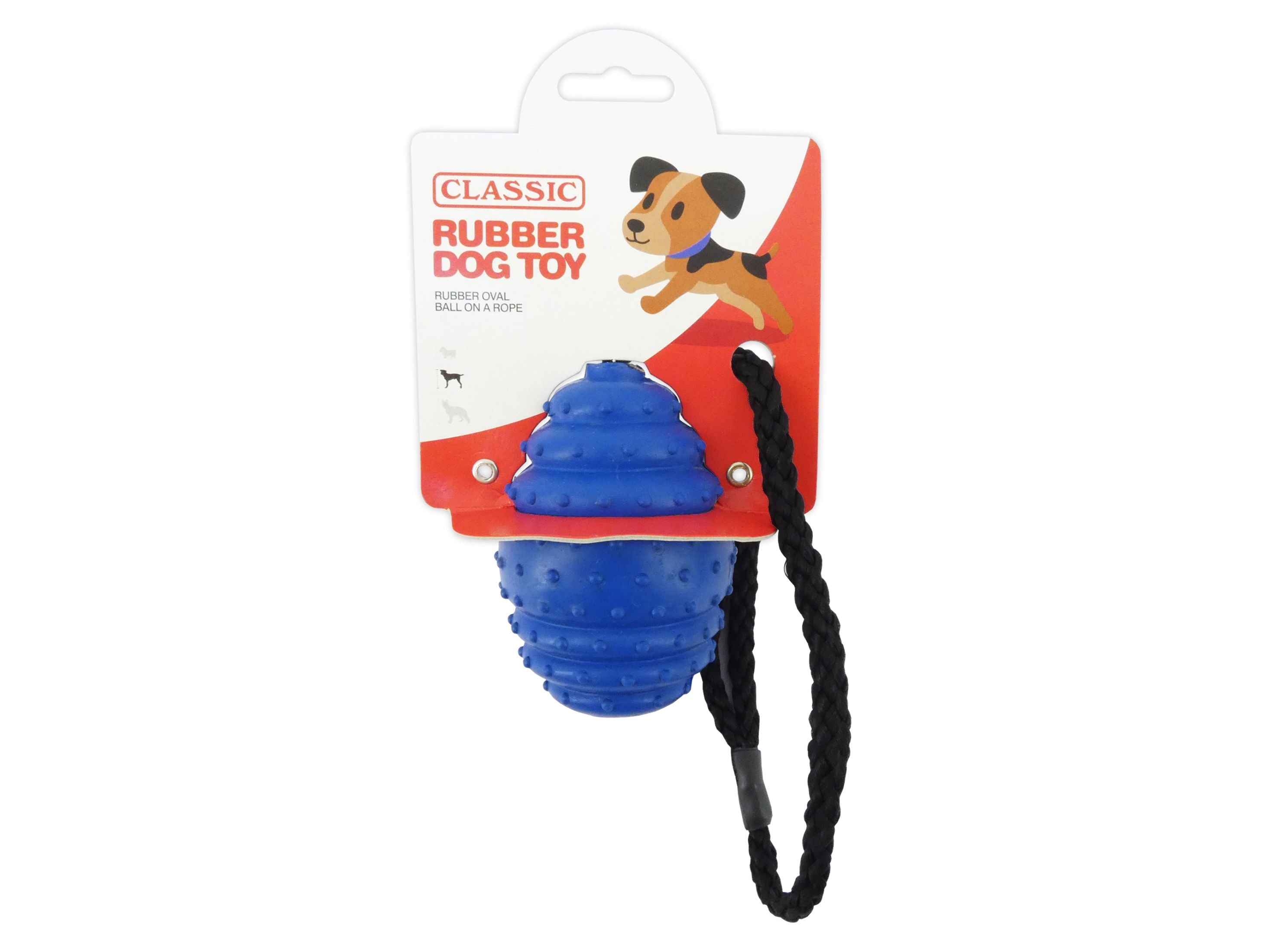 Rubber Oval Ball On A Rope 10Cm 4" - Wag n Tails Pet Shop