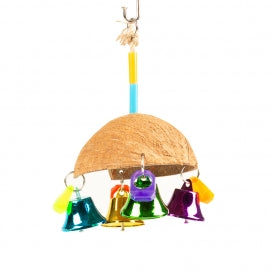 Bird Toy - Colourful Coco Umbrella With Bells - Wag n Tails Pet Shop