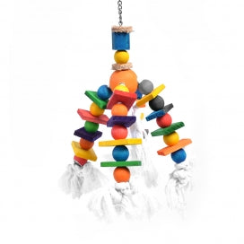 Colourful Luster With Rope & Blocks - Fun Bird Toy - Wag n Tails Pet Shop