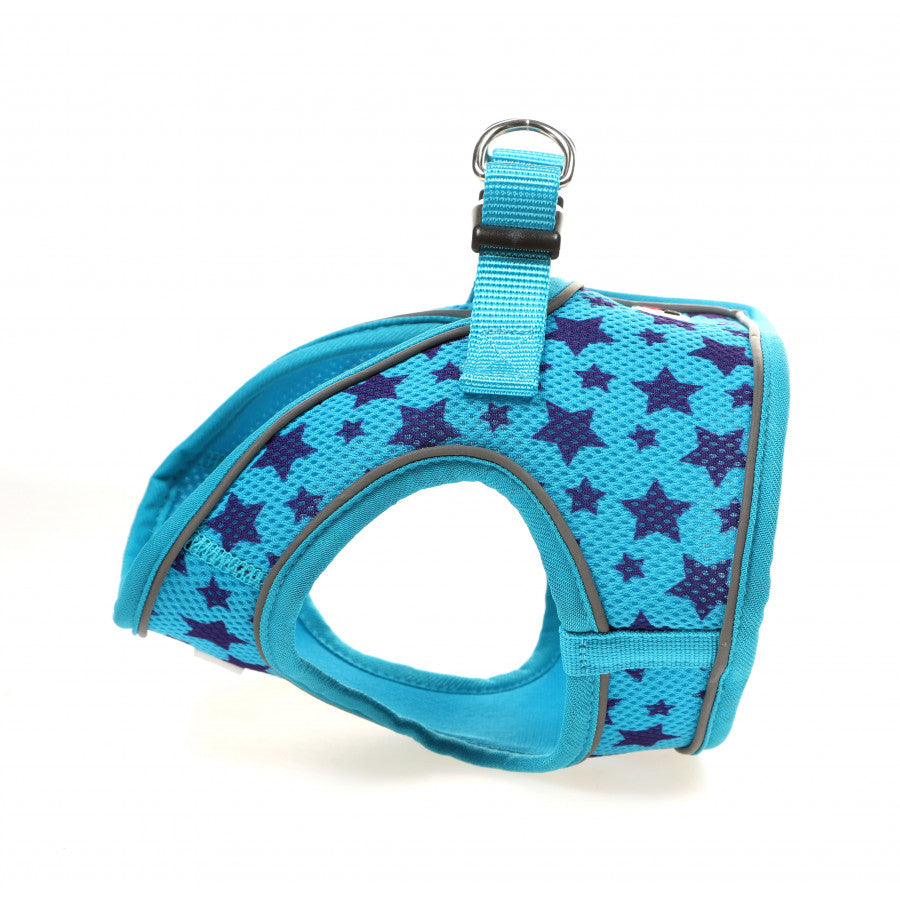 Doodle Bone Originals Pattern Snappy Harness, shoot for the stars,Cyan and purple stars Size 2